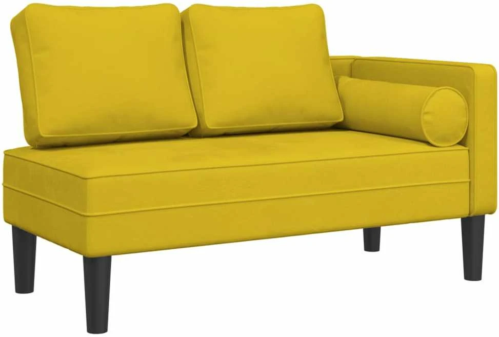 Poilsio sofa su pagalvėlėmis, geltonos spalvos, aksomas