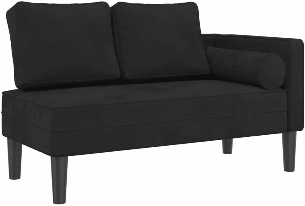 Poilsio sofa su pagalvėlėmis, juodos spalvos, aksomas