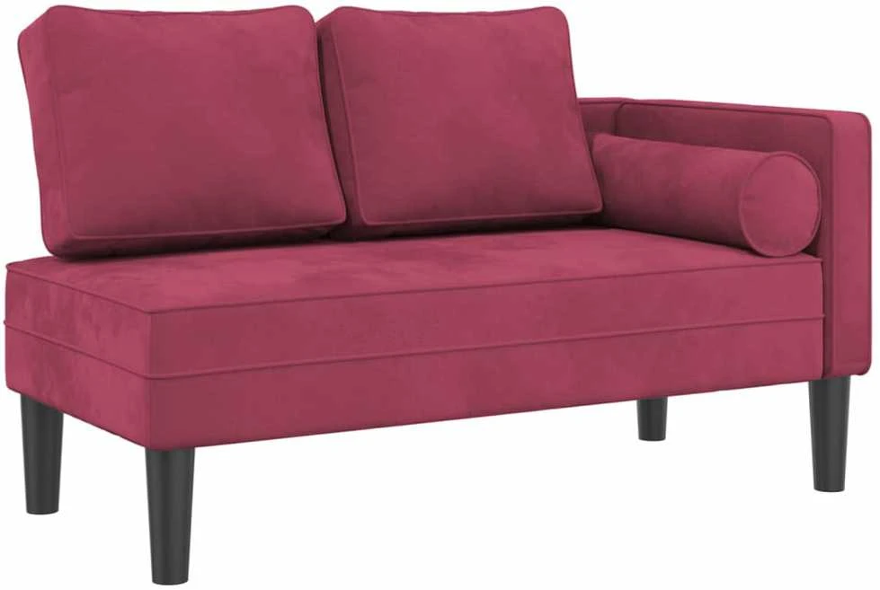 Poilsio sofa su pagalvėlėmis, raudonojo vyno spalvos, aksomas