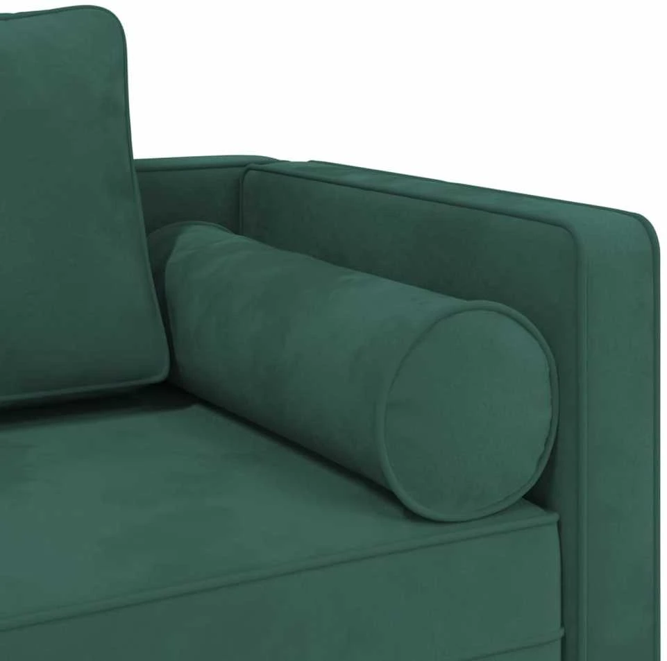 Poilsio sofa su pagalvėlėmis, tamsiai žalios spalvos, aksomas