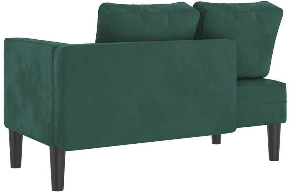 Poilsio sofa su pagalvėlėmis, tamsiai žalios spalvos, aksomas