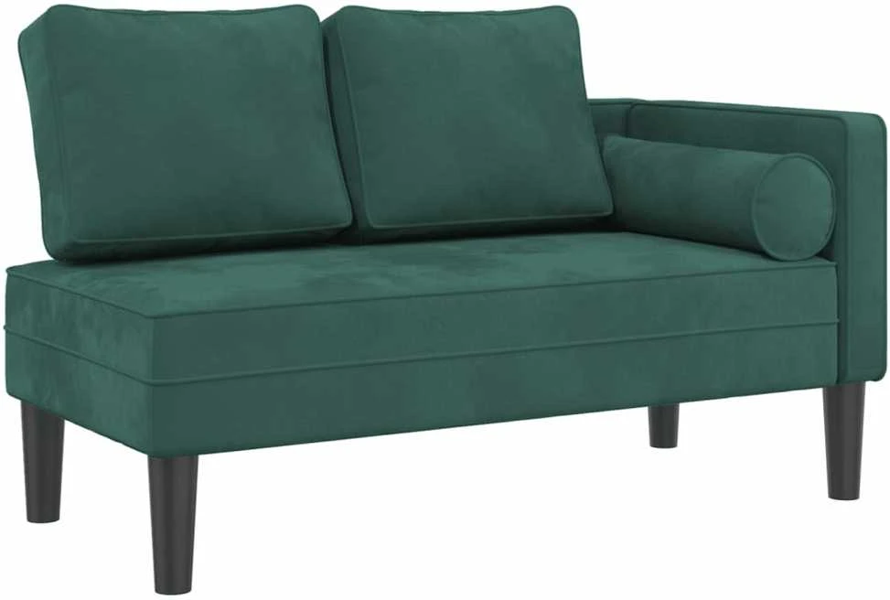 Poilsio sofa su pagalvėlėmis, tamsiai žalios spalvos, aksomas