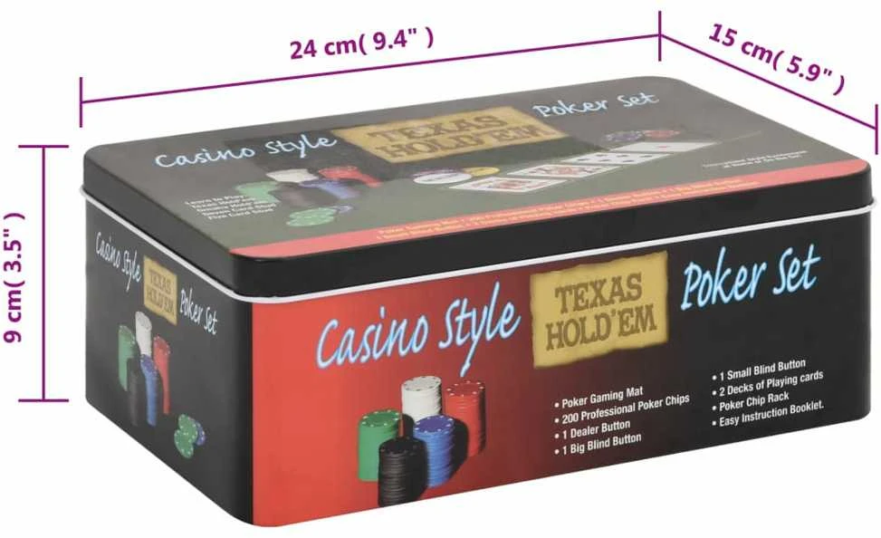 Pokerio žetonų rinkinys, 200vnt., 4g