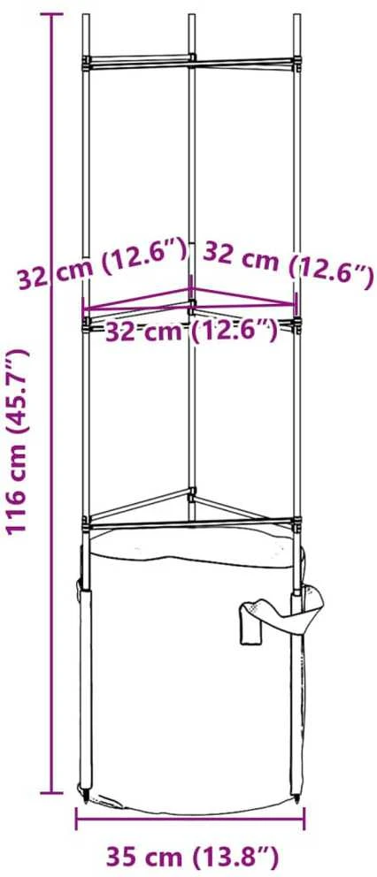 Pomidorų narvai su augalų maišeliais, 6vnt., 116cm, plienas/PP
