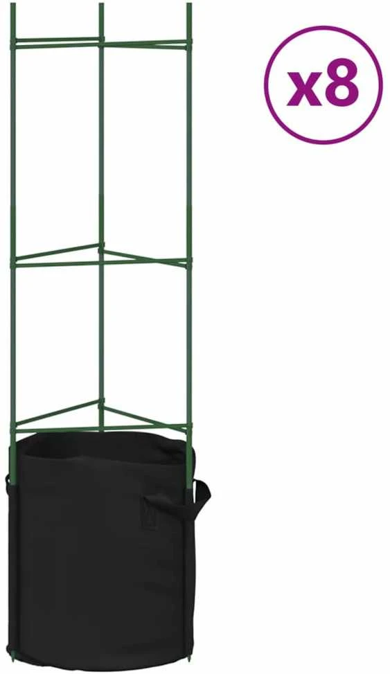Pomidorų narvai su augalų maišeliais, 6vnt., 116cm, plienas/PP