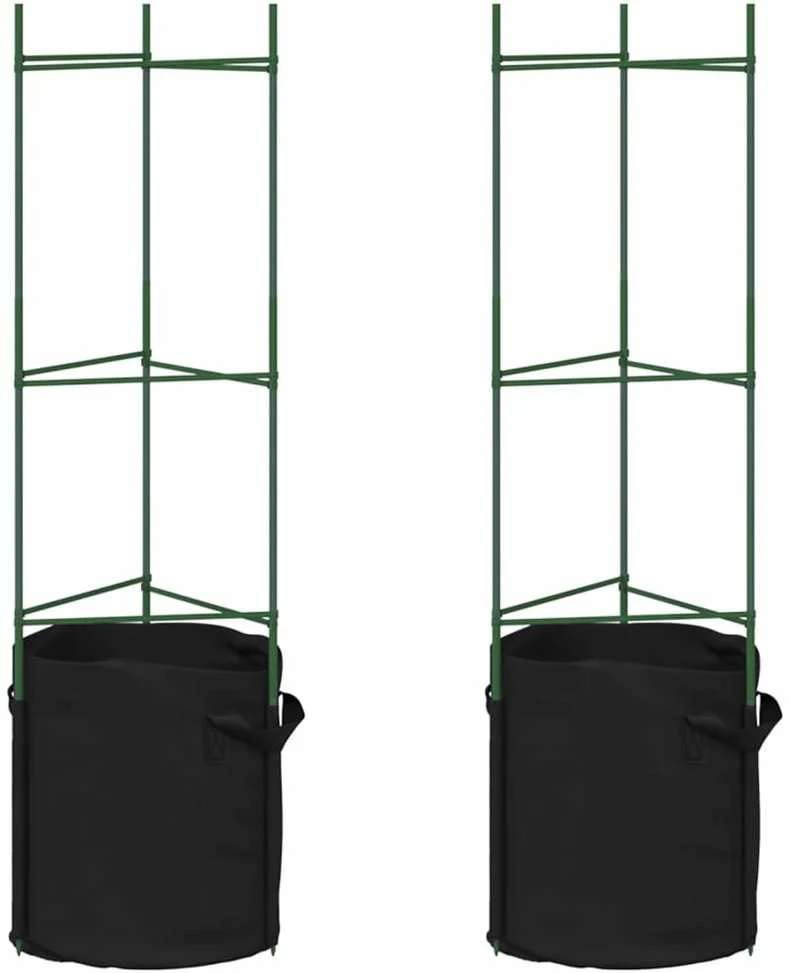 Pomidorų narvas su augalų maišeliu, 2vnt., 116cm, plienas ir PP