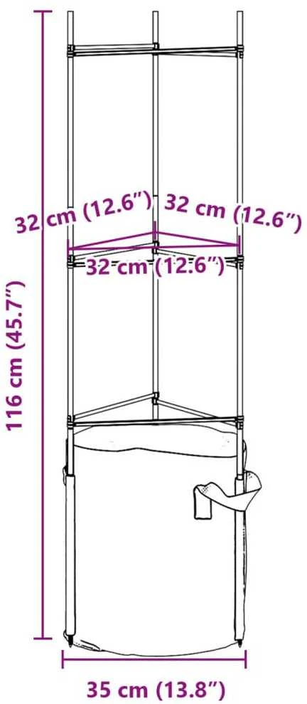 Pomidorų narvas su augalų maišeliu, 2vnt., 116cm, plienas ir PP