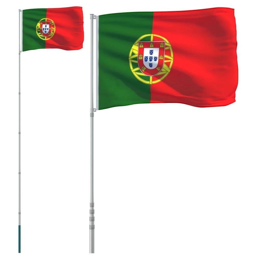 Portugalijos vėliava su stiebu, aliuminis, 5,55m