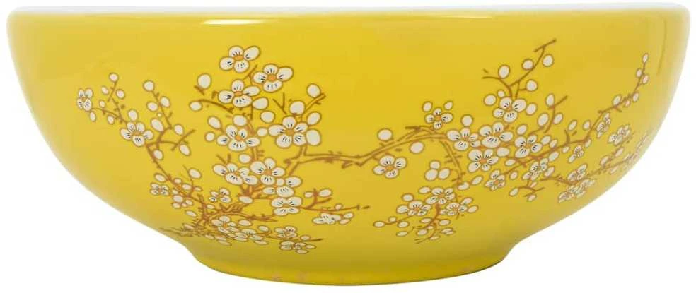 Praustuvas ant stalviršio, baltas/geltonas, 41x14cm, keramika