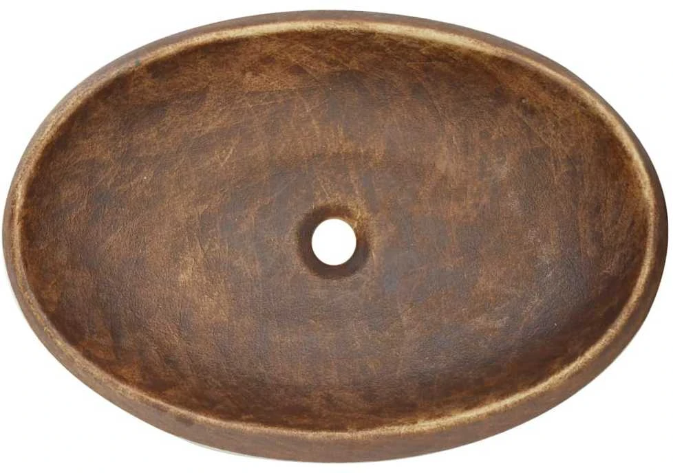 Praustuvas ant stalviršio, rudas, 59x40x15cm, keramika, ovalus