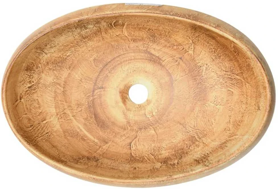 Praustuvas ant stalviršio, rudas, 59x40x15cm, keramika, ovalus