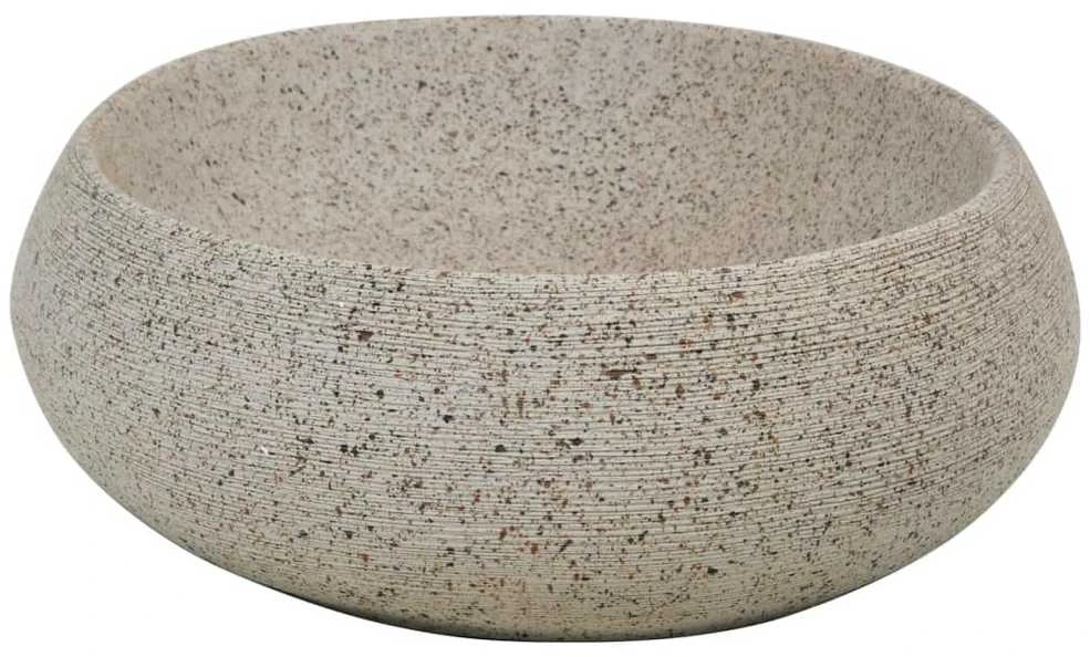 Praustuvas ant stalviršio, smėlio, 59x40x15cm, keramika, ovalus