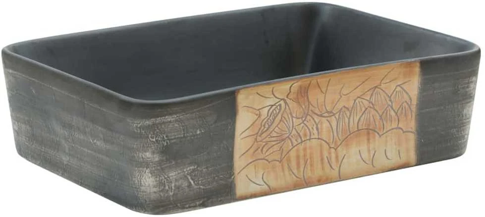 Praustuvas, juodas ir rudas, 46x35,5x13cm, keramika