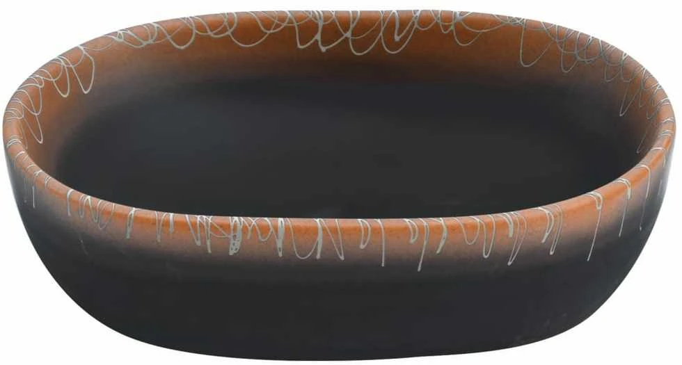 Praustuvas, juodas/oranžinis, 47x33x13cm, keramika