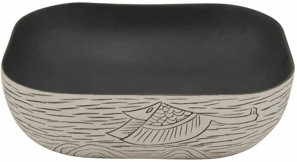 Praustuvas, pilkas ir juodas, 48x37,5x13,5cm, keramika