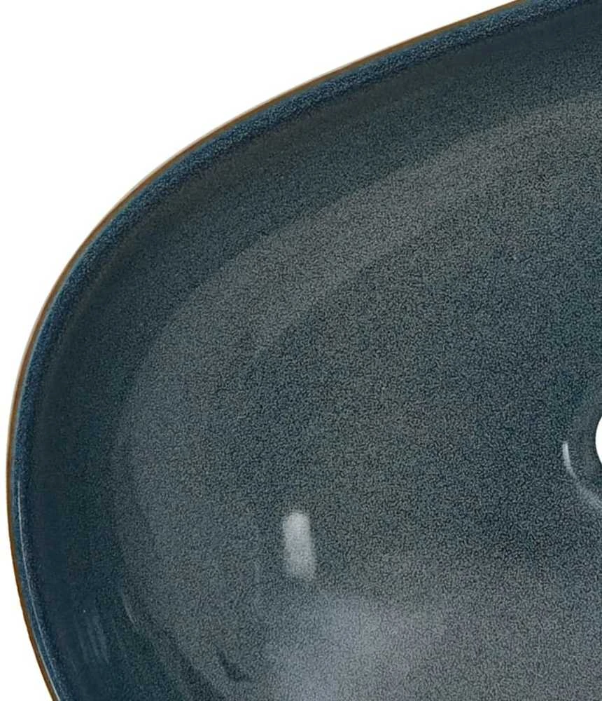 Praustuvas, smėlio ir mėlynas, 59x40x14cm, keramika, ovalus