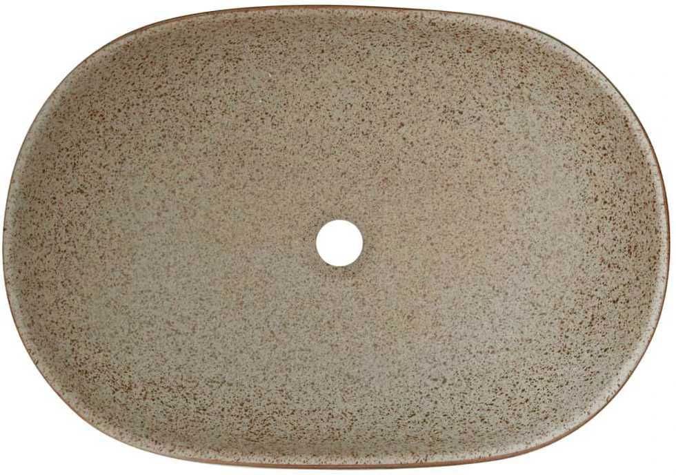 Praustuvas, smėlio ir rudas, 59x40x14cm, keramika, ovalus