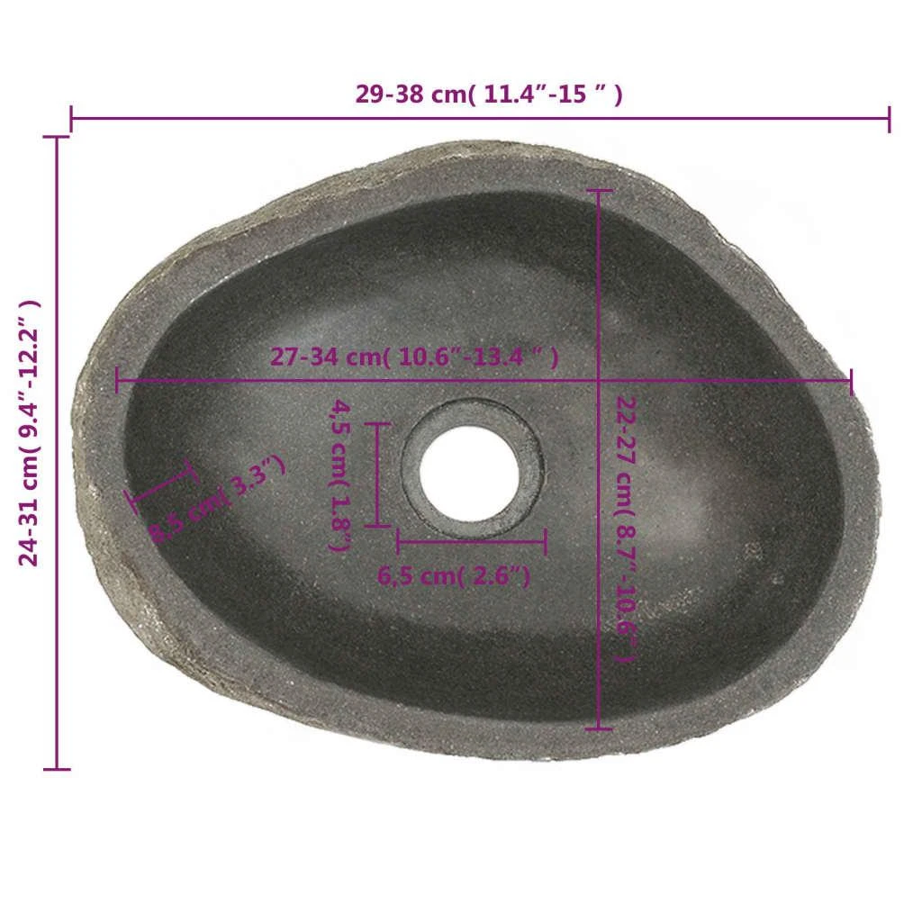 Praustuvas, (29-38)x(24-31)cm, upės akmuo, ovalo formos