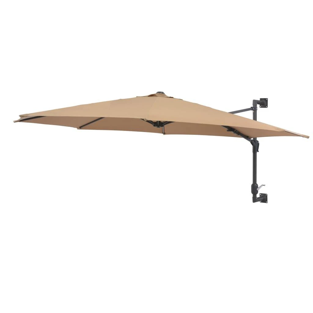 Prie sienos montuojamas skėtis su stulpu, taupe, 300cm