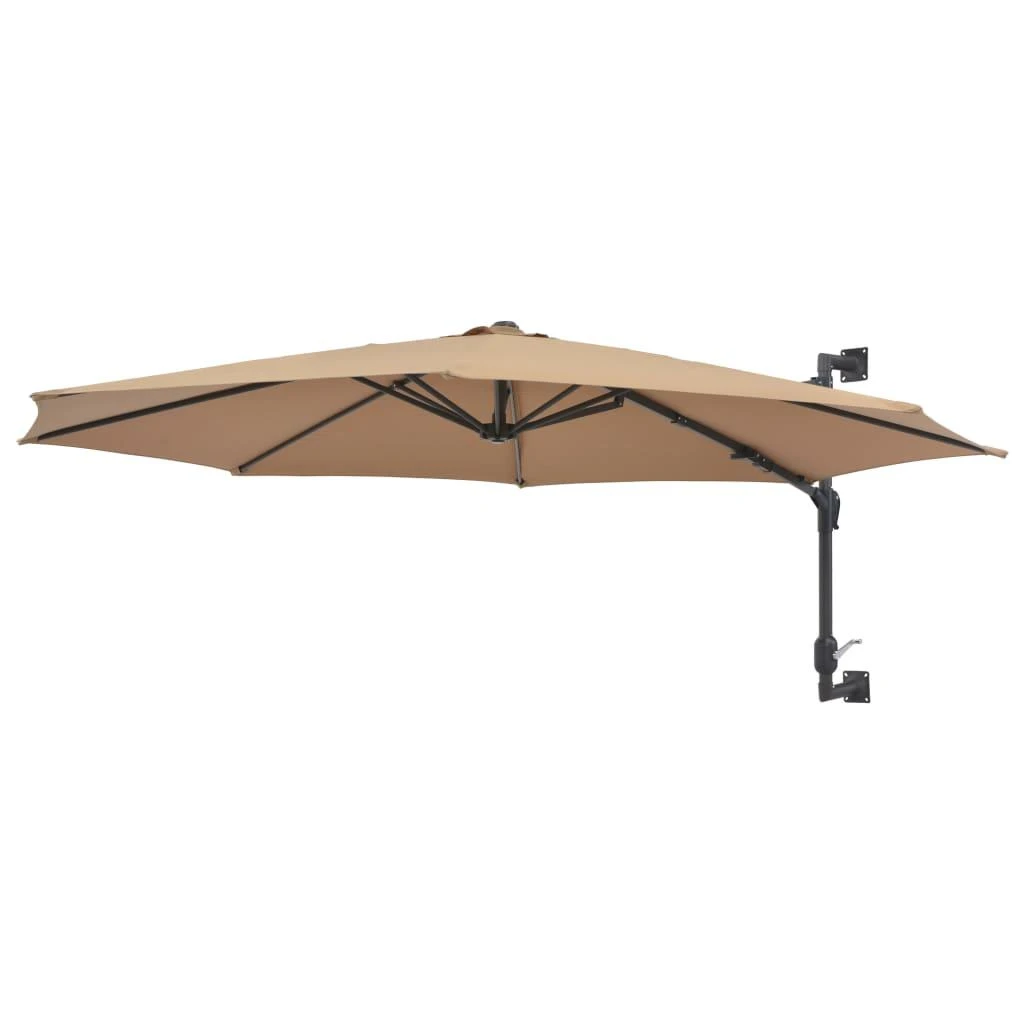 Prie sienos montuojamas skėtis su stulpu, taupe, 300cm