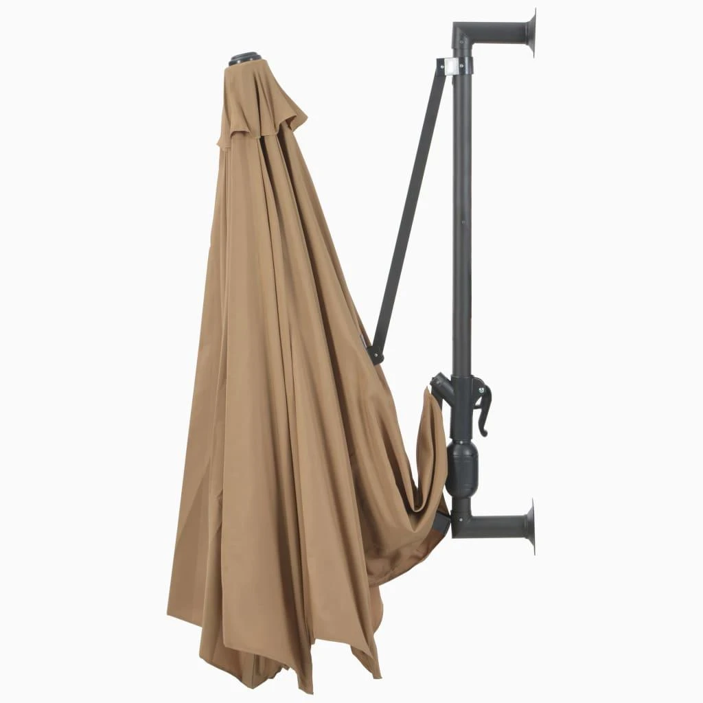 Prie sienos montuojamas skėtis su stulpu, taupe, 300cm