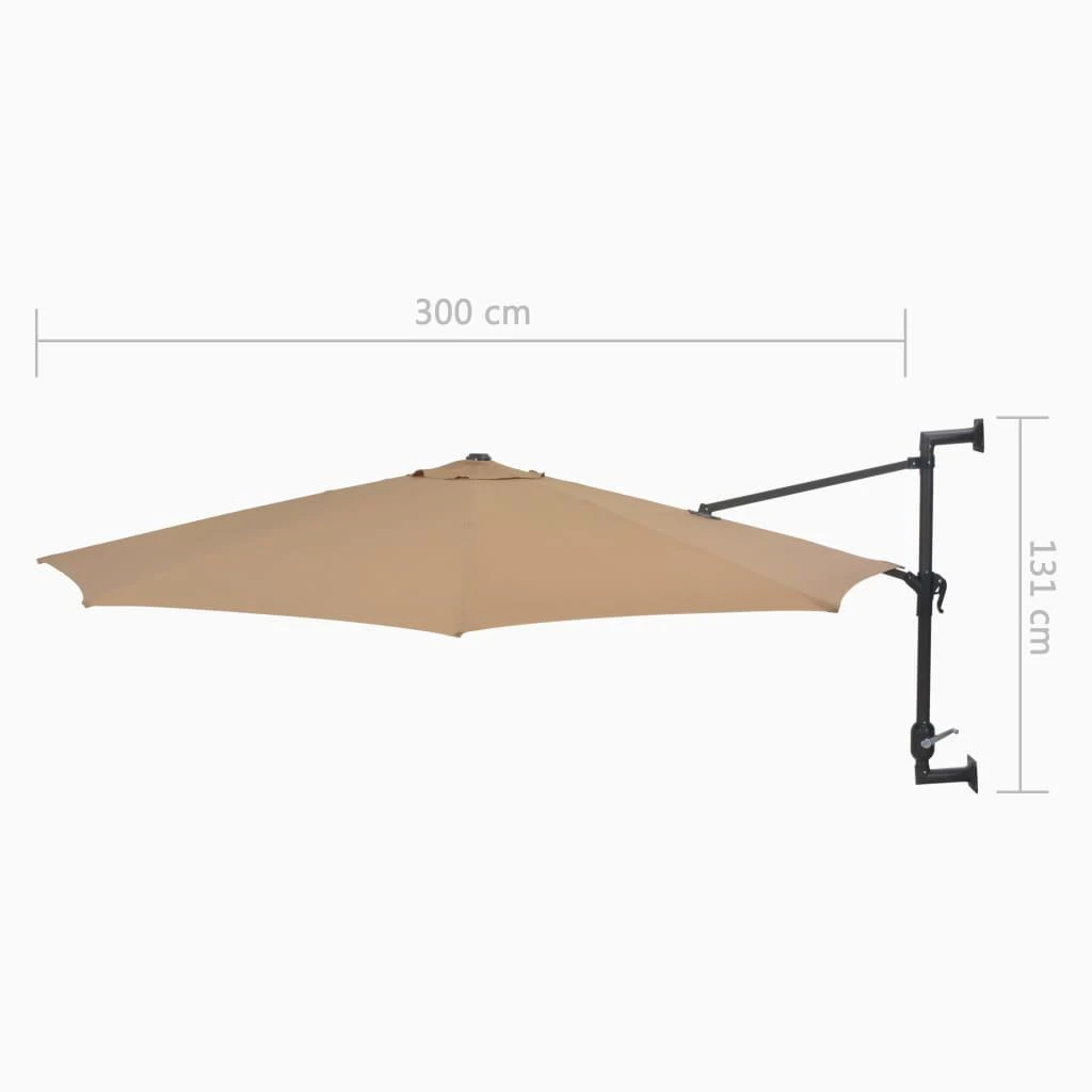 Prie sienos montuojamas skėtis su stulpu, taupe, 300cm