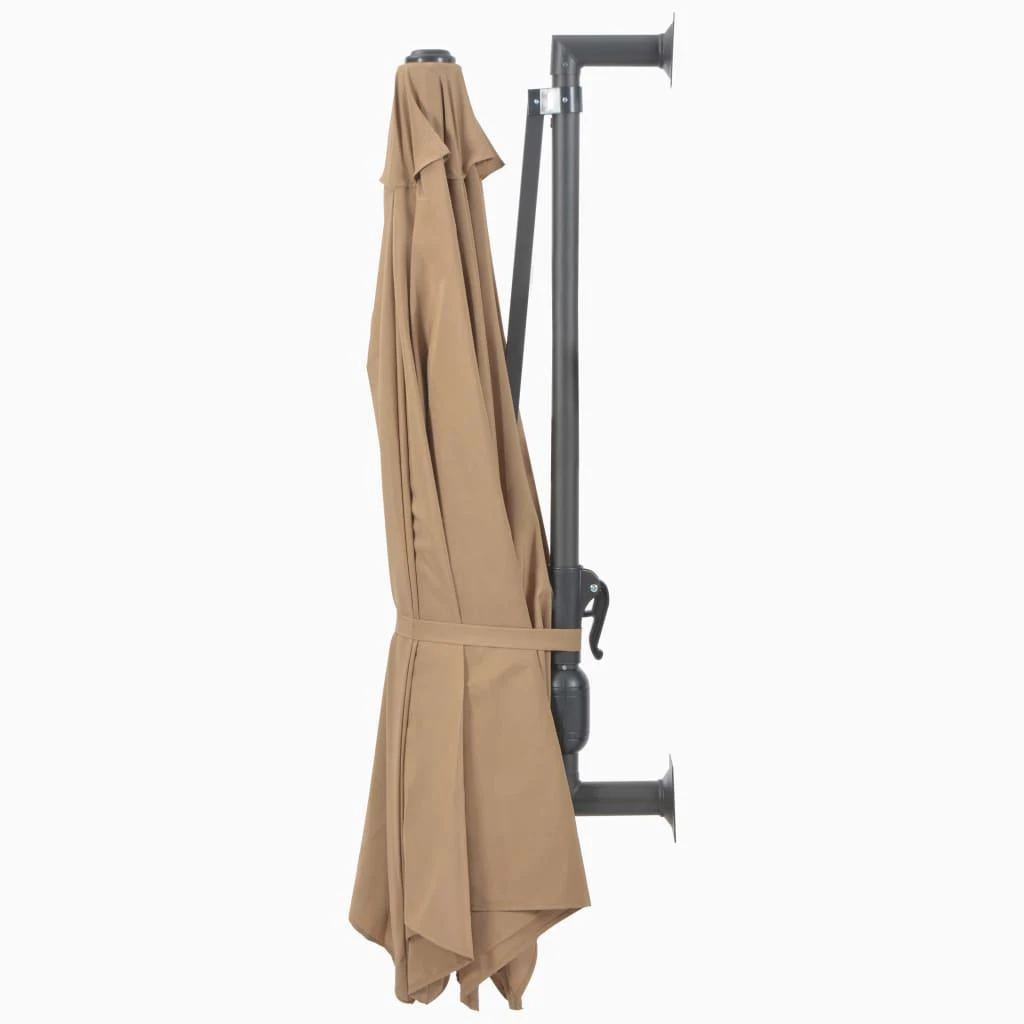 Prie sienos montuojamas skėtis su stulpu, taupe, 300cm
