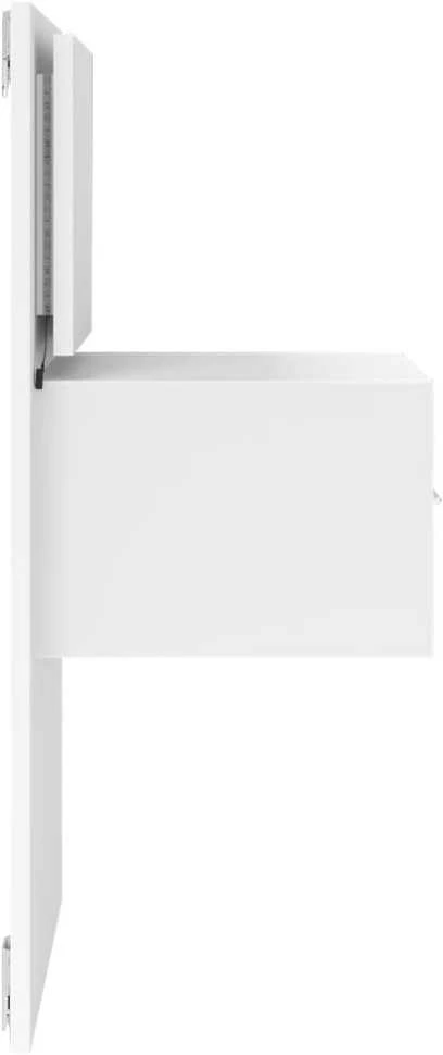 Prie sienos montuojama naktinė spintelė su LED, balta
