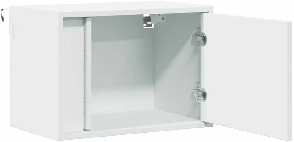 Prie sienos montuojama naktinė spintelė su LED, balta
