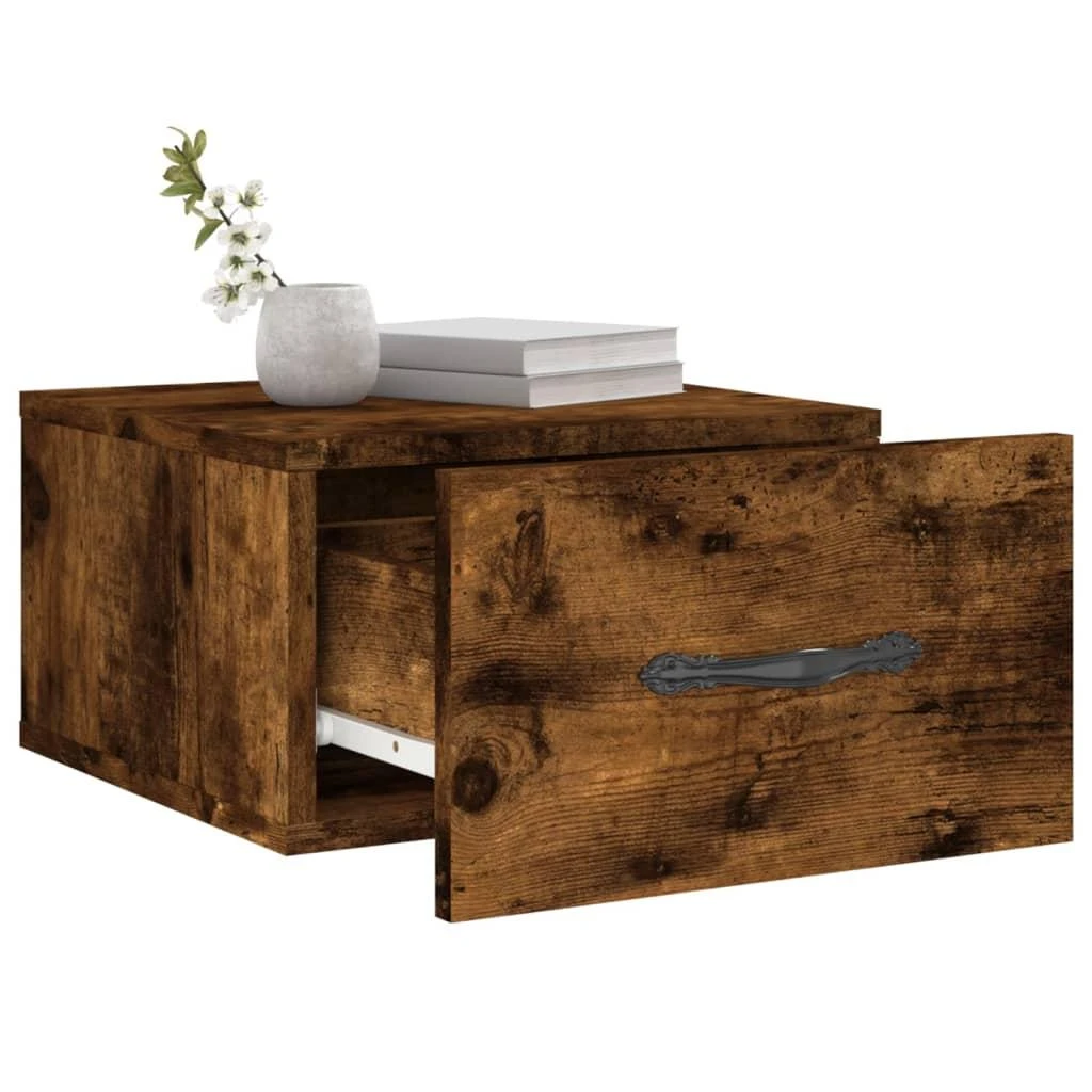 Prie sienos montuojama naktinė spintelė, dūminė, 35x35x20cm