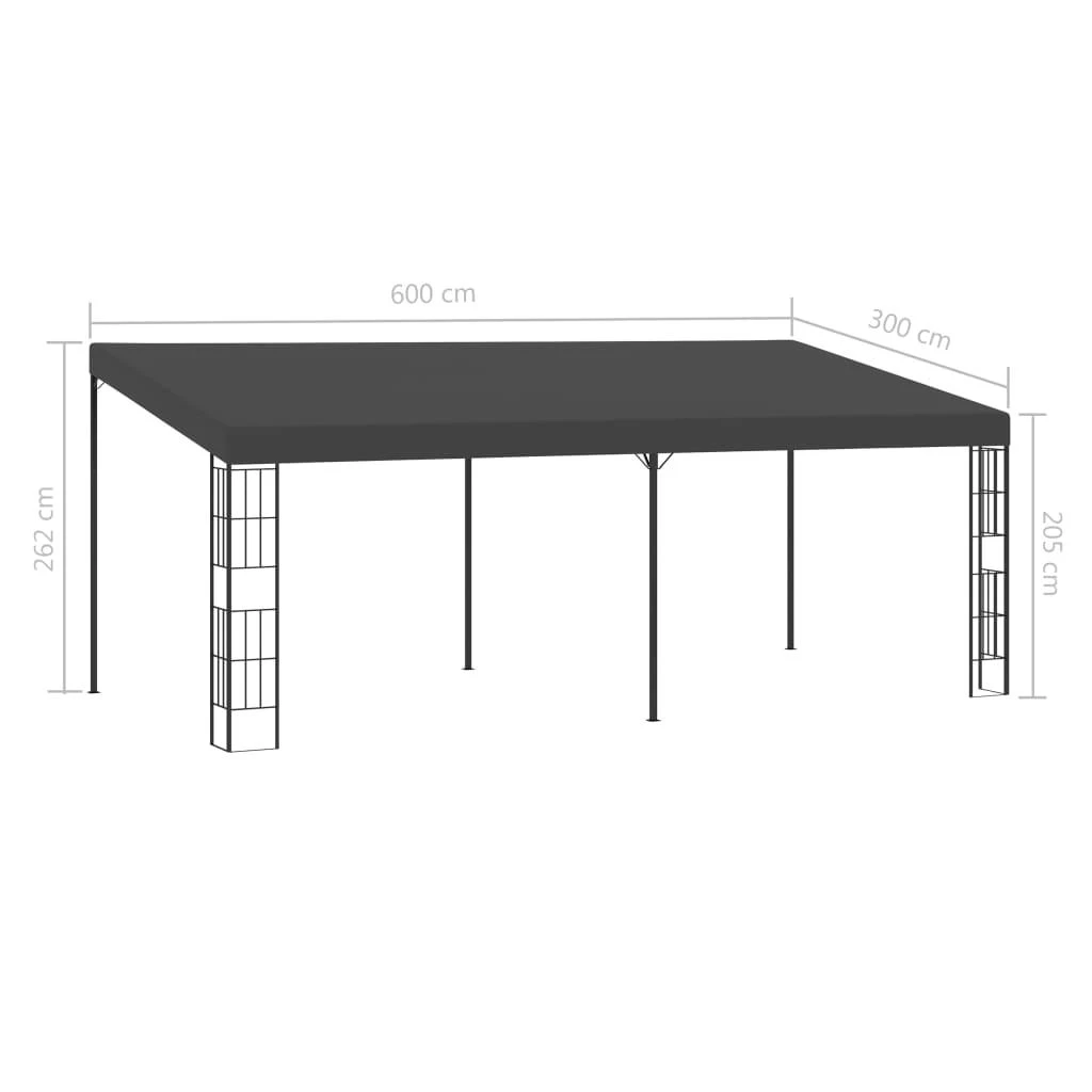 Prie sienos montuojama pavėsinė, antracito, 3x6m, audinys