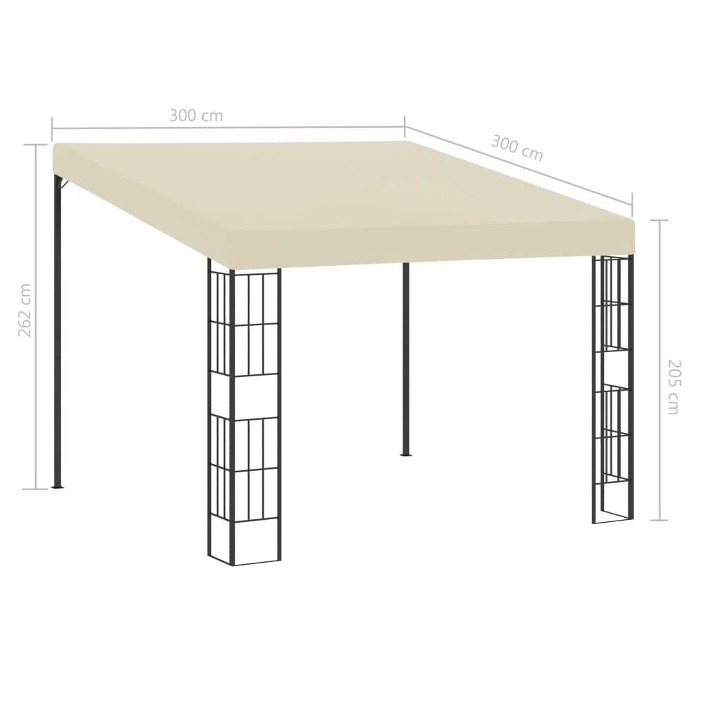 Prie sienos montuojama pavėsinė, kreminė, 3x3m, audinys
