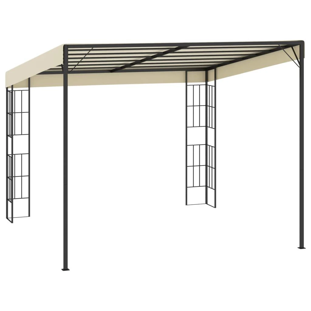 Prie sienos montuojama pavėsinė, kreminė, 3x3m, audinys