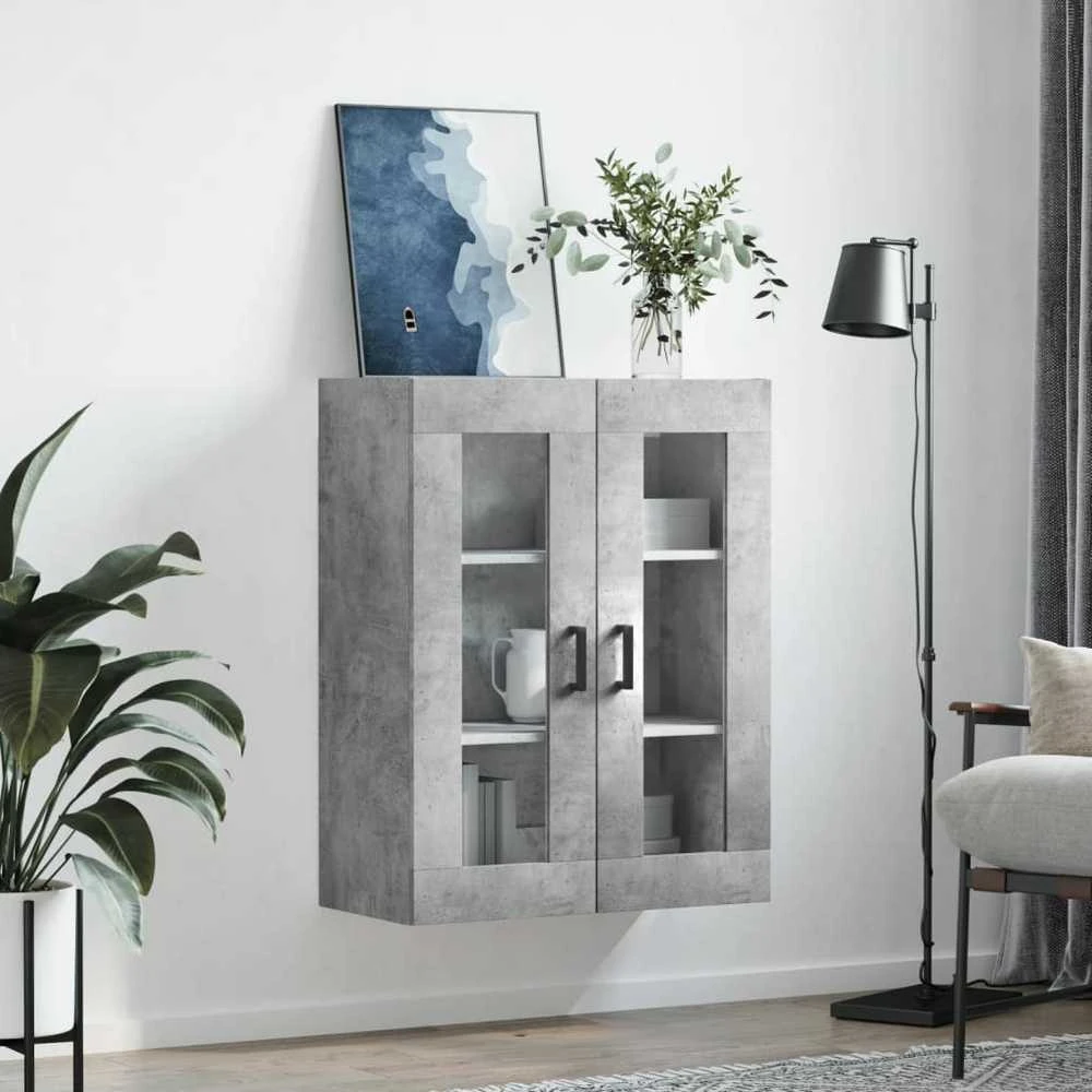 Prie sienos montuojama spintelė, betono pilka, 69,5x34x90cm