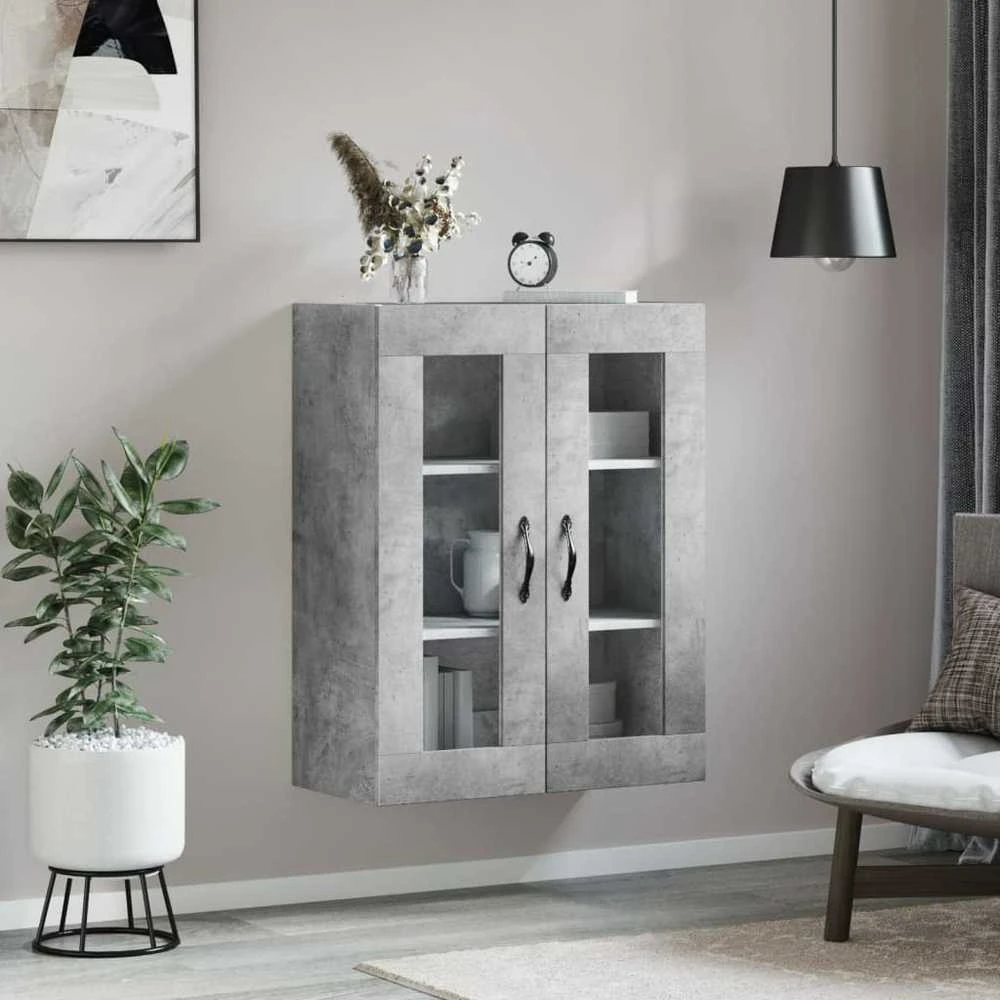 Prie sienos montuojama spintelė, betono, 69,5x34x90cm, mediena