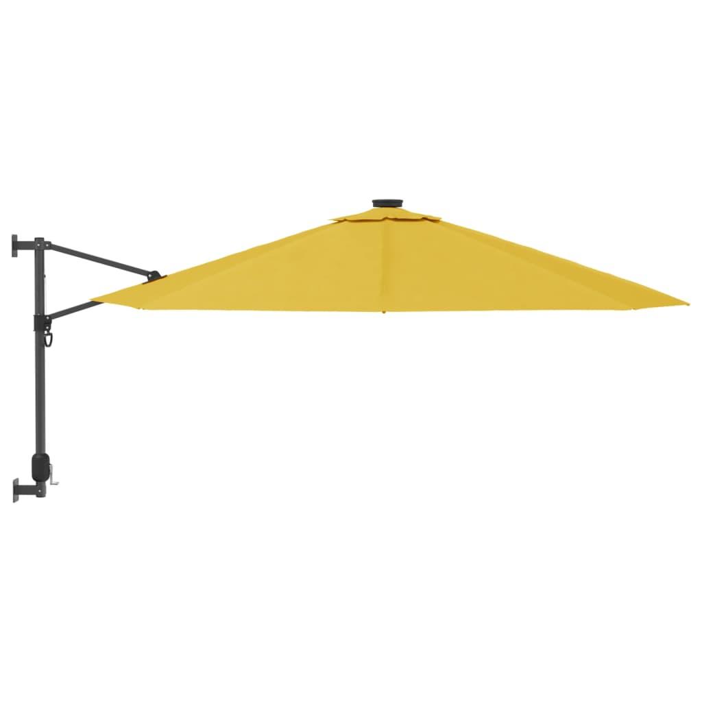 Prie sienos montuojamas skėtis su LED, geltonas, 290cm