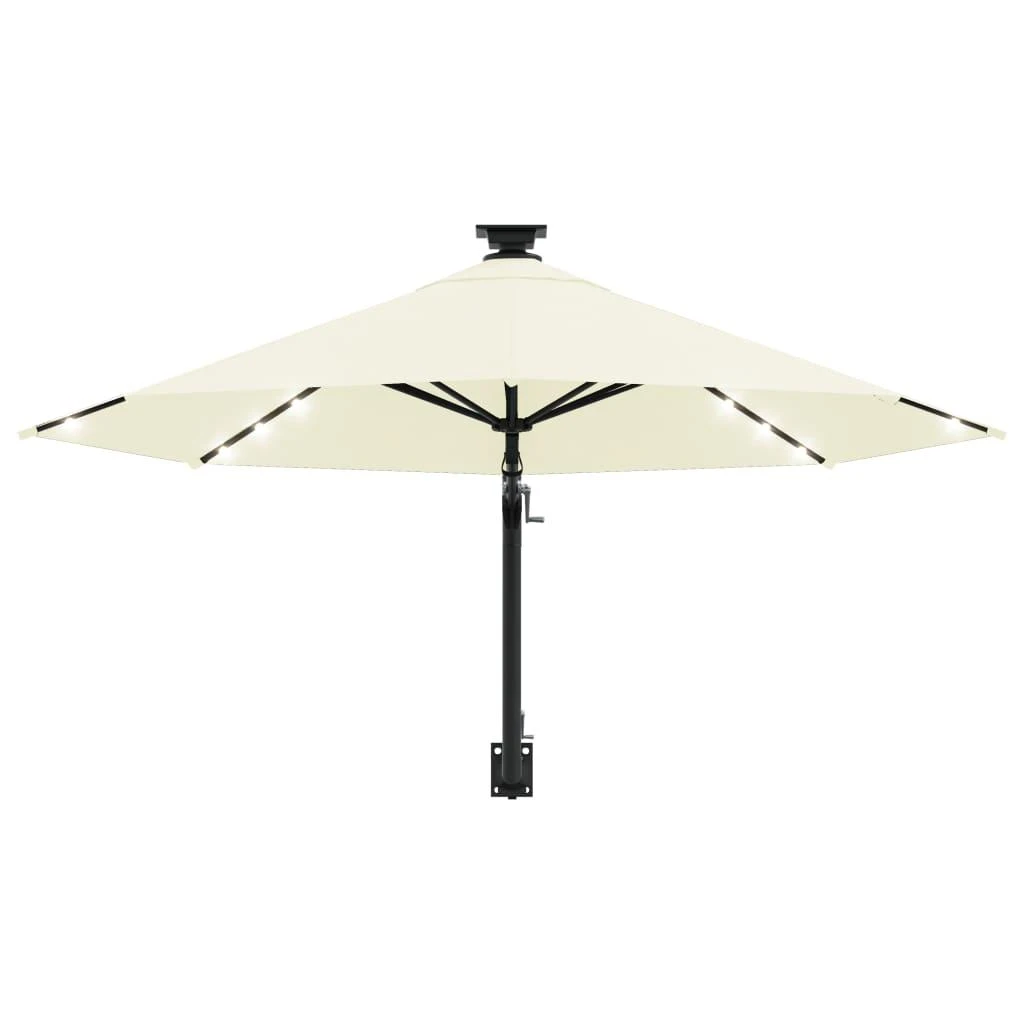 Prie sienos montuojamas sodo skėtis su LED, smėlio, 300cm
