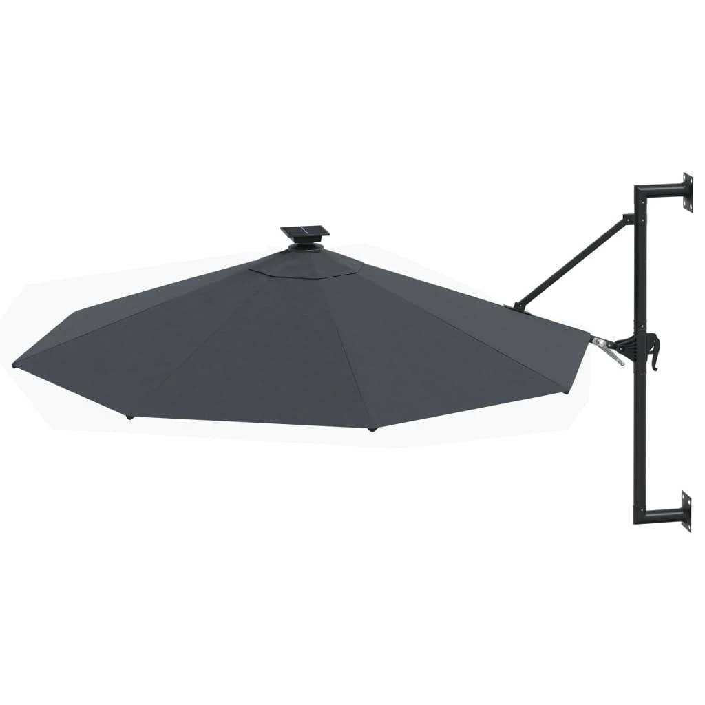 Prie sienos montuojamas sodo skėtis su LED, antracito, 300cm