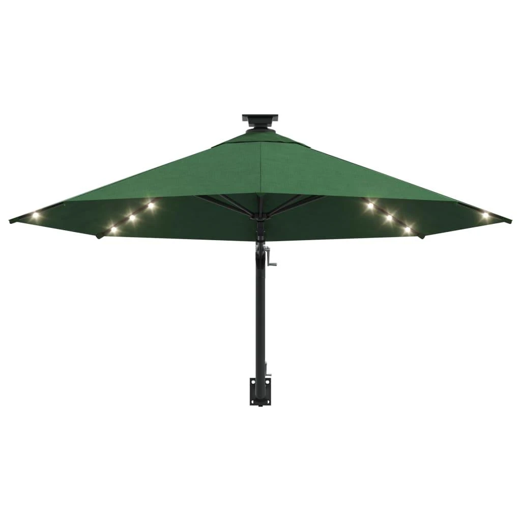 Prie sienos montuojamas sodo skėtis su LED, žalias, 300cm