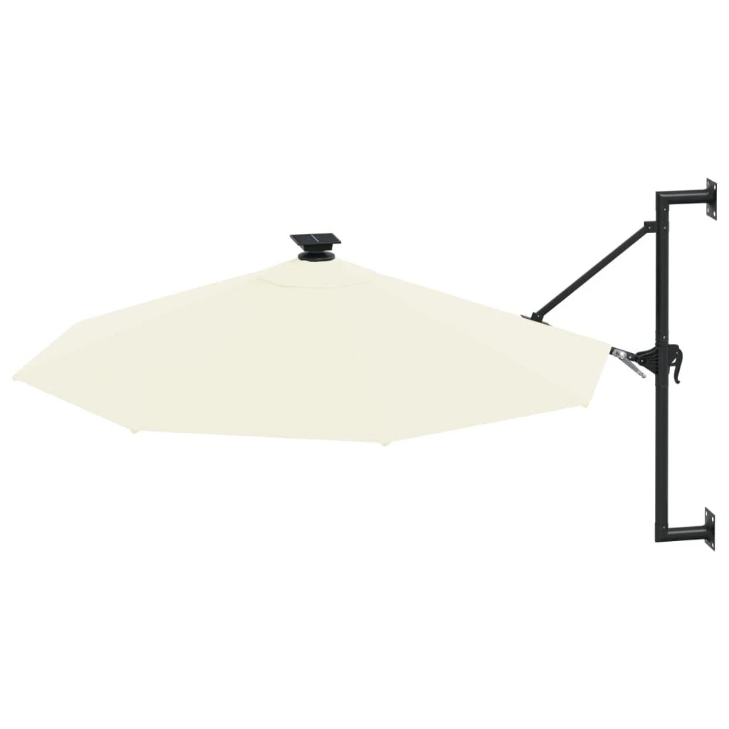 Prie sienos montuojamas sodo skėtis su LED, smėlio, 300cm