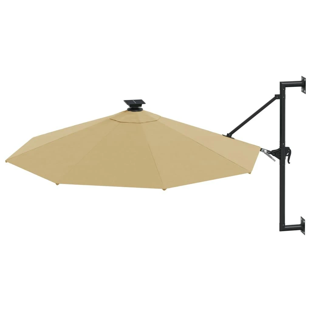 Prie sienos montuojamas sodo skėtis su LED, taupe, 300cm