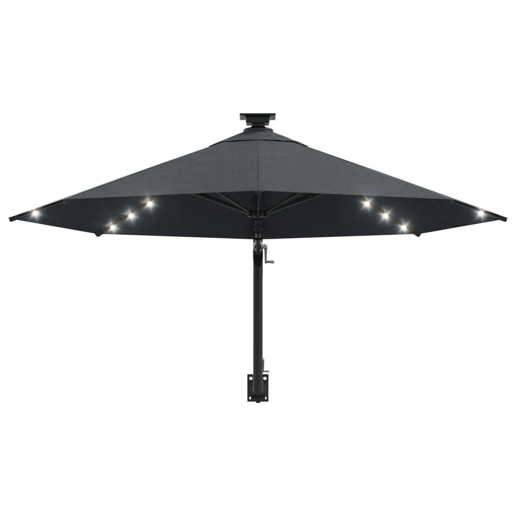 Prie sienos montuojamas sodo skėtis su LED, antracito, 300cm