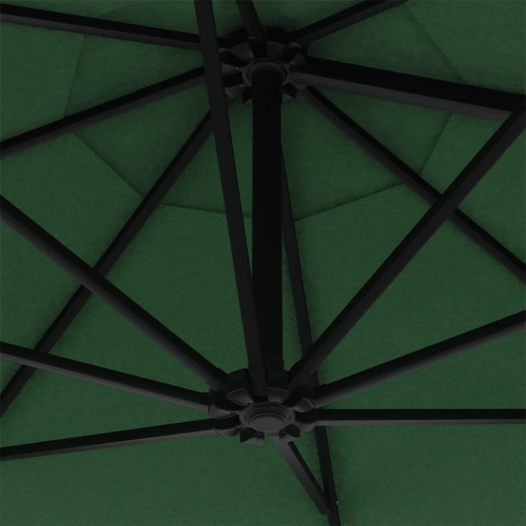Prie sienos montuojamas sodo skėtis su LED, žalias, 300cm