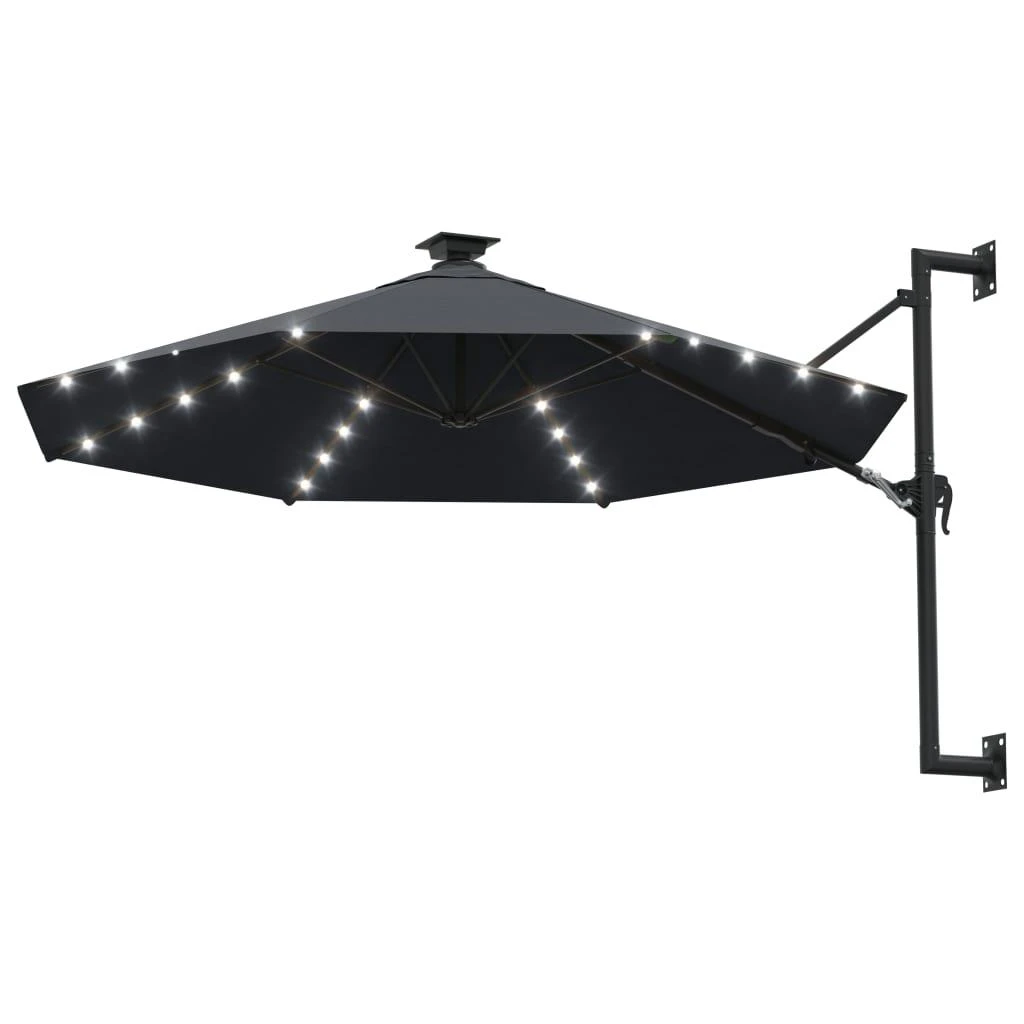 Prie sienos montuojamas sodo skėtis su LED, antracito, 300cm