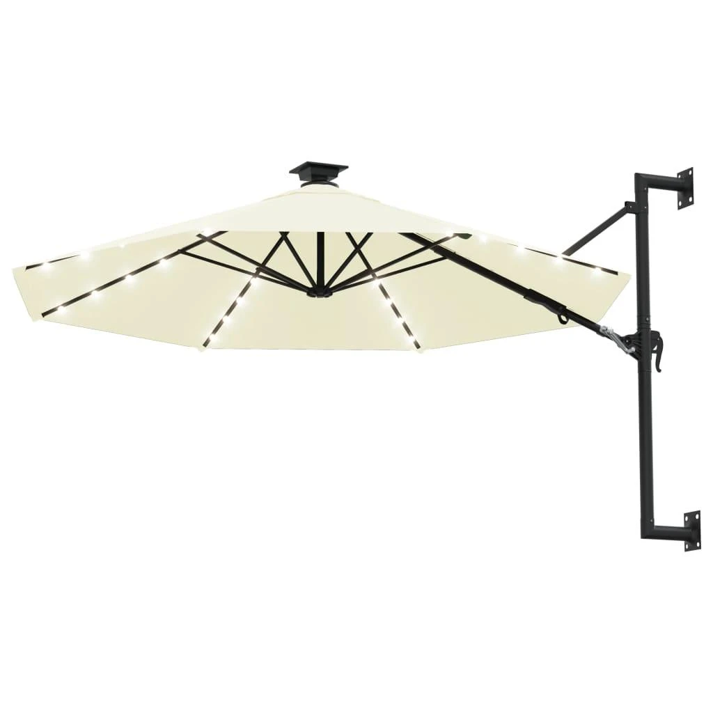 Prie sienos montuojamas sodo skėtis su LED, smėlio, 300cm