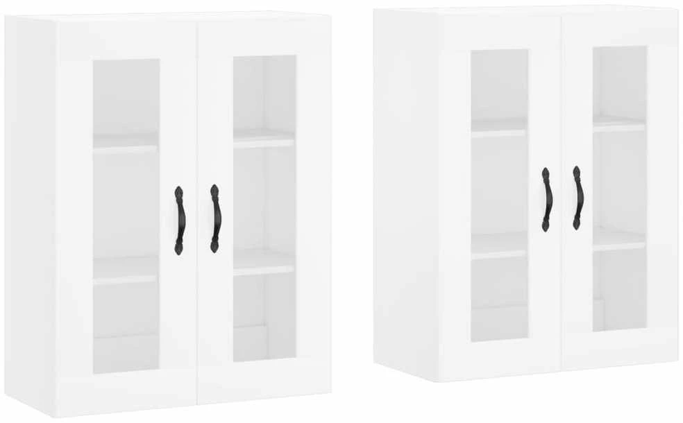Prie sienos montuojamos spintelės, 2vnt., baltos, mediena