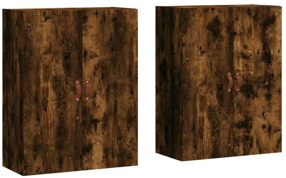 Prie sienos montuojamos spintelės, 2vnt., dūminės, 69,5x34x90cm