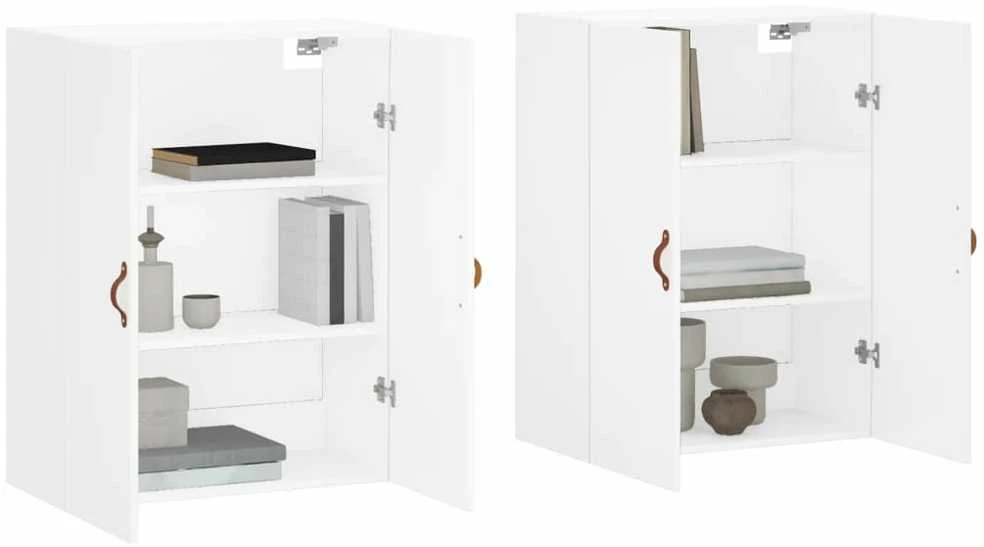 Prie sienos montuojamos spintelės, 2vnt., baltos, 69,5x34x90cm