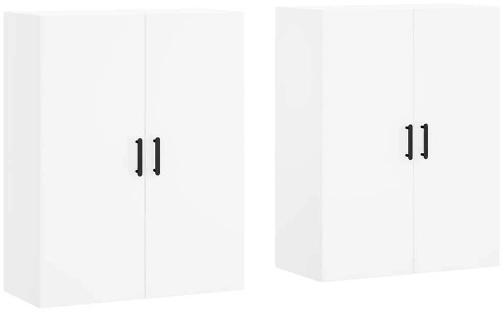 Prie sienos montuojamos spintelės, 2vnt., baltos, 69,5x34x90cm