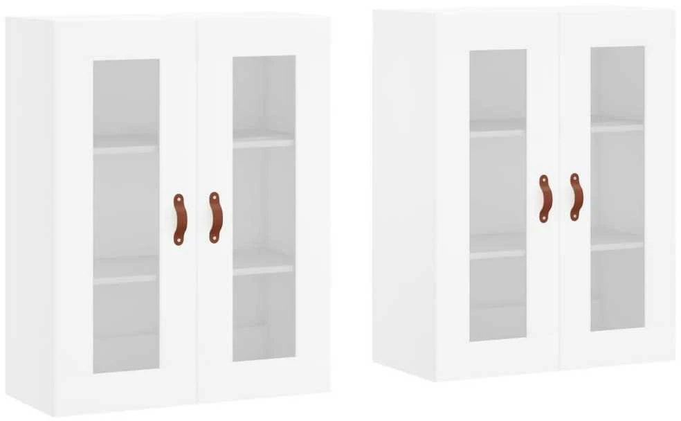 Prie sienos montuojamos spintelės, 2vnt., baltos, mediena